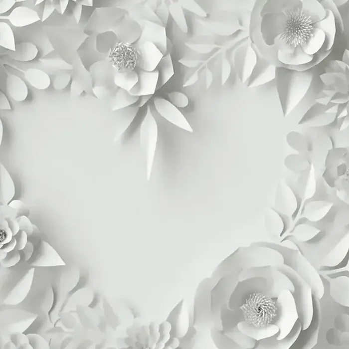 3D White Floral Heart photo booth backdrop