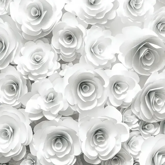 3D White Flowers photo booth backdrop