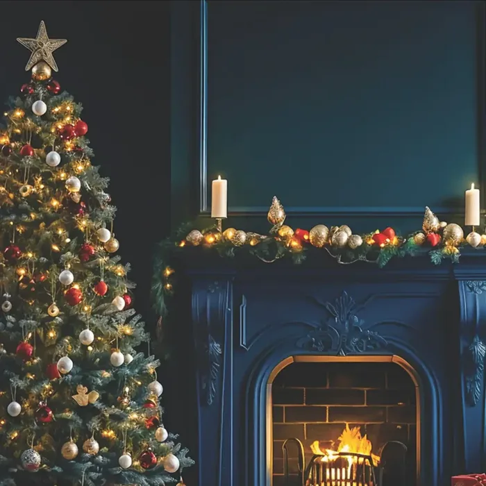 Blue Christmas photo booth backdrop