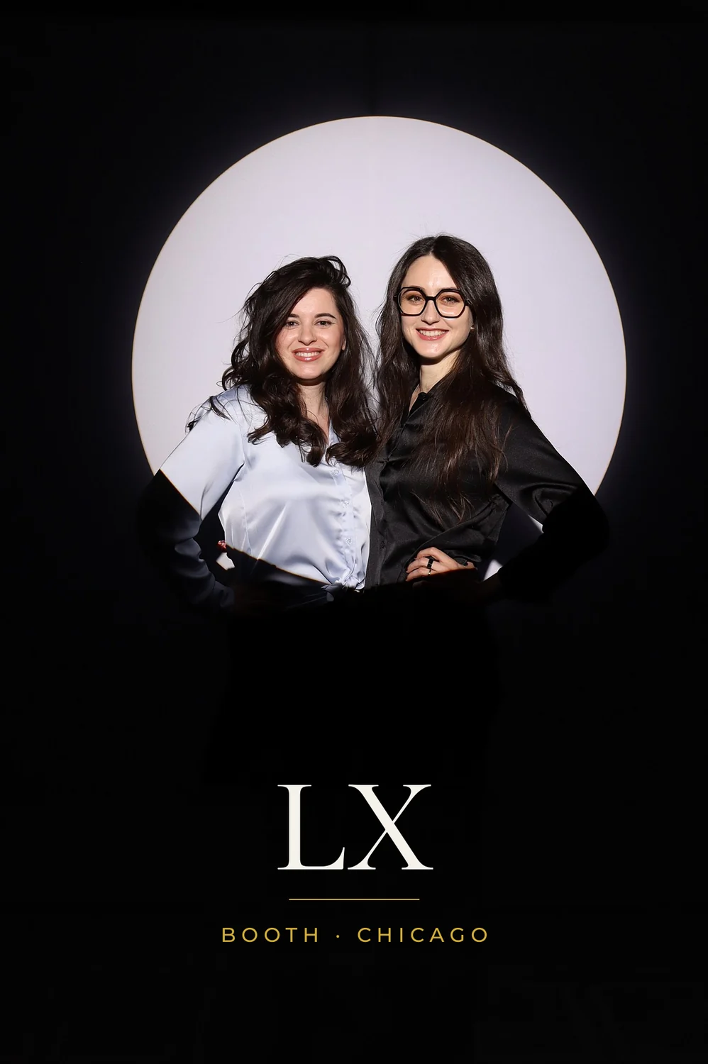 Two friends in the Spotlight photo booth, 4x6 print