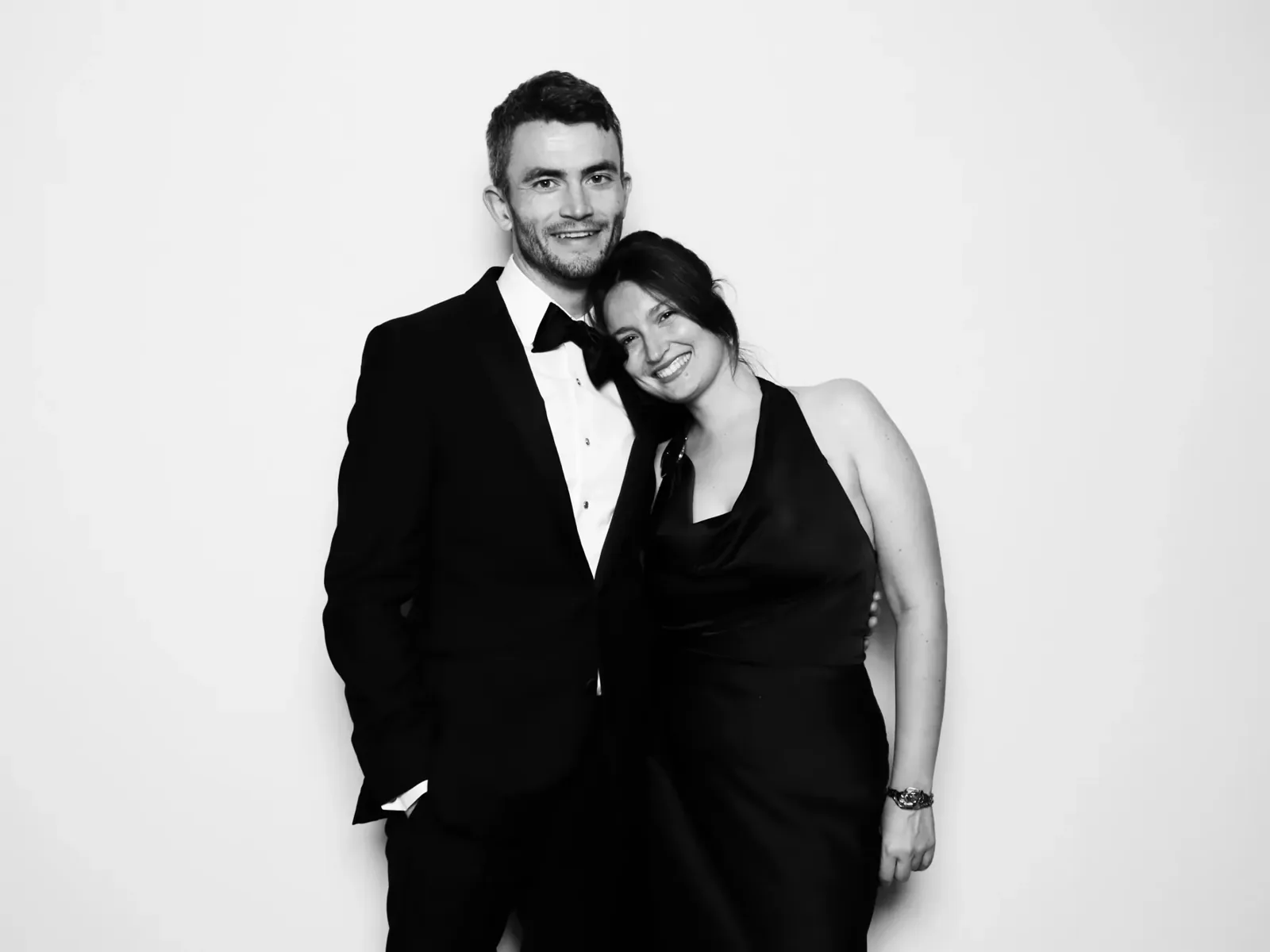 Elegant couple portrait from a black and white wedding photo booth in Chicago