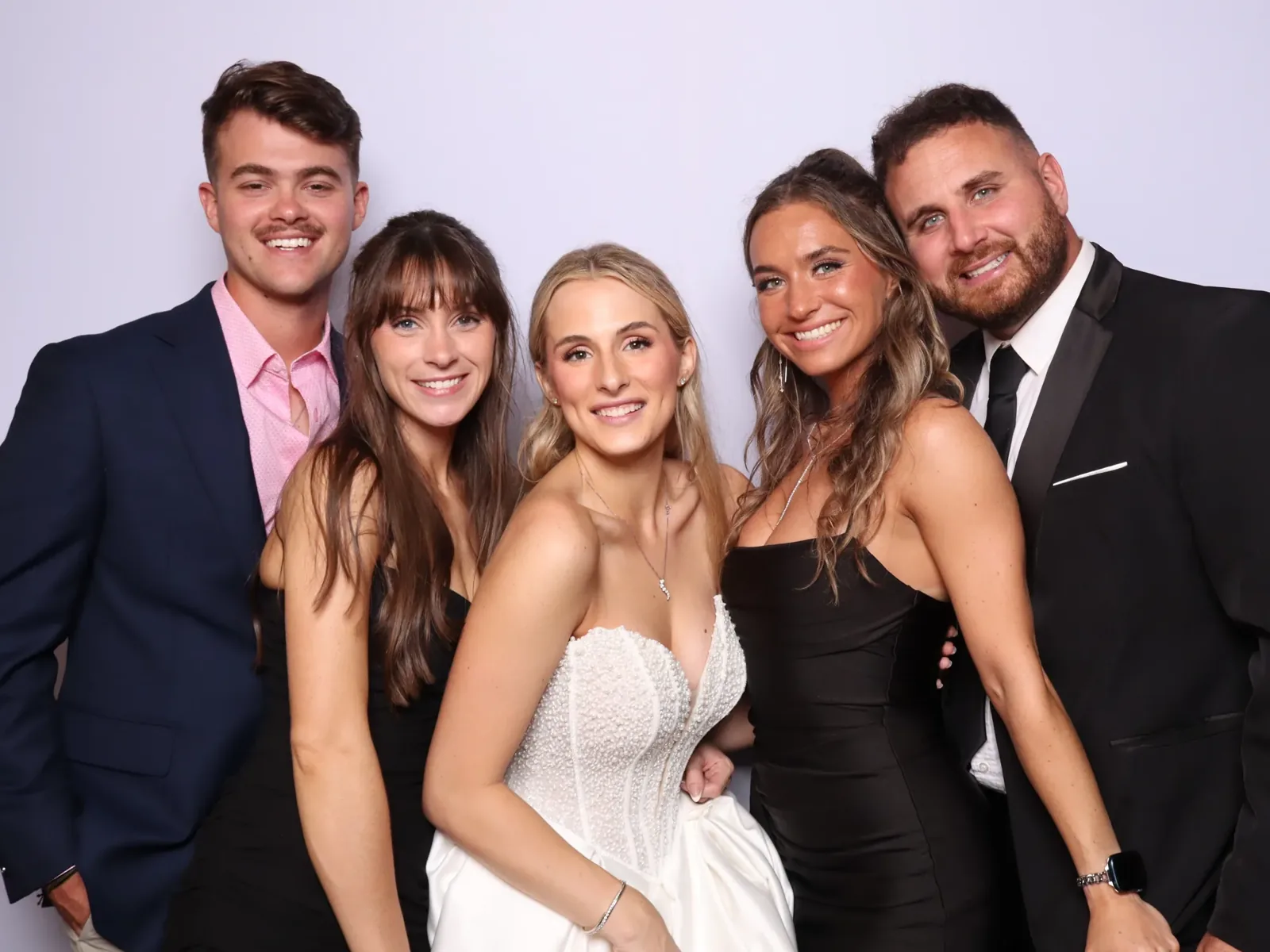 Bridal party portrait in a luxury wedding photo booth in Chicago